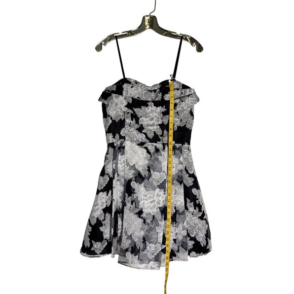 Betsy & Adam Strapless Black & White Floral Print Dress Size 12 Made In USA - Picture 7 of 16